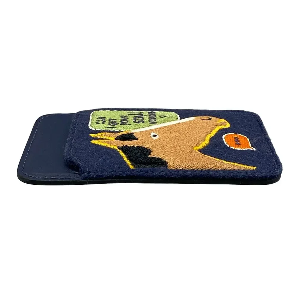 Hermès MagSafe Eman Stall Number Card Case Navy Light Brown Multi Veau Swift